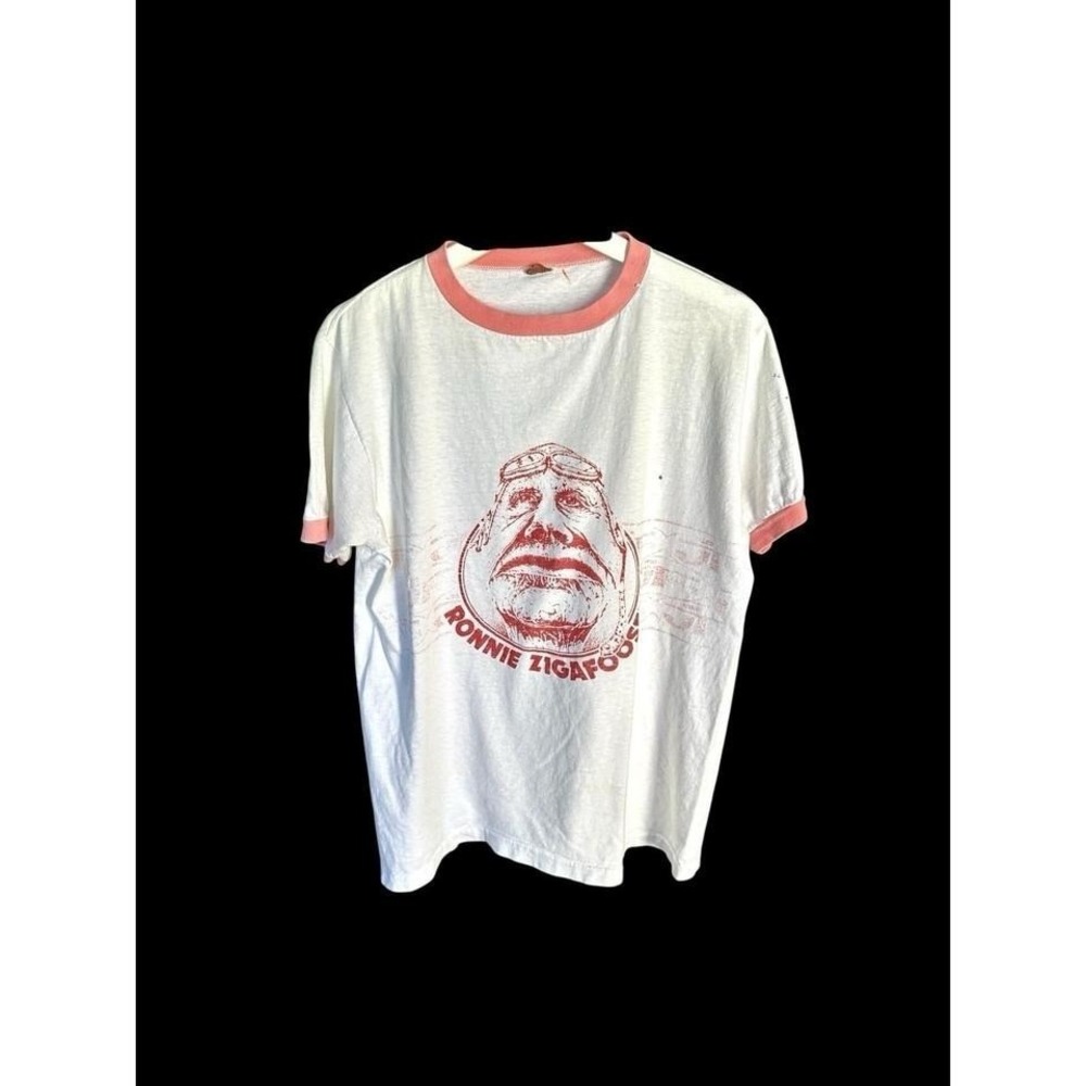 Vintage JT Racing Team Ronnie Zigafoose‎ Ringer T-shirt Men's Large Distressed